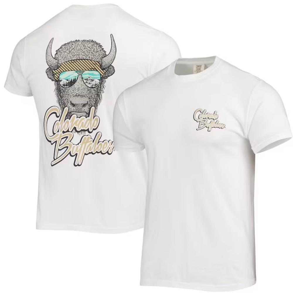 University of Colorado Buffaloes Mascot Bandana T-Shirt - White Unisex Small
